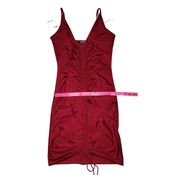 Fashion Nova Burgundy Ruched Dress - Picture 8 of 9